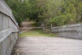 Egans Creek Greenway has old fashioned wood bridges to take you to the next wonderful adventure Royalty Free Stock Photo
