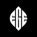 EGE circle letter logo design with circle and ellipse shape. EGE ellipse letters with typographic style. The three initials form a Royalty Free Stock Photo