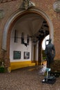 Egeskov, Denmark, Europe: Tin soldier monument. Decorative bats at the entrance Egeskov castle