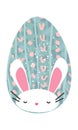 Egg in abstract pattern with easter kawaii bunny Royalty Free Stock Photo