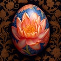 Egg, adorned with a lotus, petals unfolding in elegance, purity, and the harmony of mind and spirit