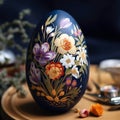 Egg adorned with vibrant, delicate flowers, showcasing nature\'s artistry on a small canvas