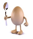 Egg with arms, legs and spoon on hand Royalty Free Stock Photo