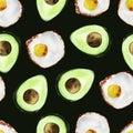 Egg and avocado watercolor seamless pattern