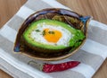 Egg backed in avocado Royalty Free Stock Photo