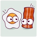 Egg and bacon characters. Vector illustration Royalty Free Stock Photo