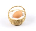 Egg in bamboo basket with white cotton Royalty Free Stock Photo
