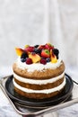 Sponge Cake Topped With Fruit