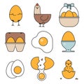 Egg, basket, box, chicken, chick icons Royalty Free Stock Photo