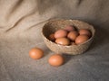 Egg in basket Royalty Free Stock Photo