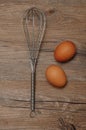 An egg beater, with two eggs Royalty Free Stock Photo