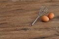 An egg beater, with two eggs Royalty Free Stock Photo