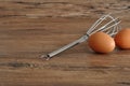 An egg beater, with two eggs Royalty Free Stock Photo