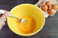 Egg Being Beaten in a Mixing Bowl for the Concept of HOME COOKING Royalty Free Stock Photo