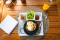 Egg benedict with bacon and sausage Royalty Free Stock Photo