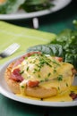 Egg benedict delish food, crispy bacon Royalty Free Stock Photo