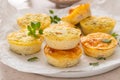 Egg bites with ham and cheese, and chicken and pesto, high protein snack idea Royalty Free Stock Photo