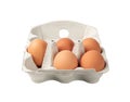 Egg Box with Chicken Eggs, Carton Pack or Egg Container Royalty Free Stock Photo