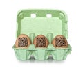 Egg box with QR codes