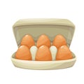 Egg box with six brown chicken eggs, Royalty Free Stock Photo