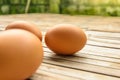 Egg for breakfast on old wooden table Royalty Free Stock Photo