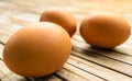 Egg for breakfast on old wooden table Royalty Free Stock Photo