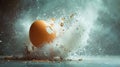 Egg breaking in an explosion of powder and motion Royalty Free Stock Photo