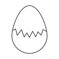The egg is broken. Sketch. The eggshell is cracked in the middle of the egg. Vector illustration. Hatching a chick. Chicken egg. Royalty Free Stock Photo