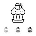 Egg, Cake, Cup, Food, Easter Bold and thin black line icon set Royalty Free Stock Photo
