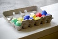 Egg carton of confetti eggs Royalty Free Stock Photo