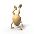 Egg character doing handstand