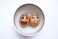 Egg with a cheerful painted face. Photo Royalty Free Stock Photo