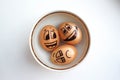 Egg with a cheerful painted face. Photo Royalty Free Stock Photo