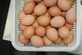 Egg, Chicken Egg in white plastic basket Royalty Free Stock Photo