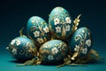 Egg-citing Easter: Vibrant Eggs on a Blue Canvas