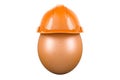 Egg with construction hardhat, 3D rendering