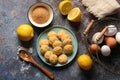 Egg cookies with lemon cream - ingredients around -