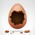 Egg with cracked shell and hollow in middle Royalty Free Stock Photo