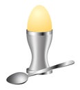 Egg in a dish with a spoon