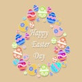 Egg from easter eggs with text on beige background Royalty Free Stock Photo