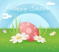 Egg easter icon sky grass background template flat moble apps design vector illustration