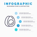 Egg, Eggs, Holiday, Easter Line icon with 5 steps presentation infographics Background