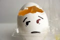 An egg with a face. Concept of headache Royalty Free Stock Photo