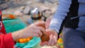 Egg fighting outdoors