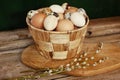 egg food pottle branch wood table background close-up easter