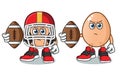 Egg football america vector cartoon illustration