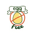 Egg free product label, crossed badge with sign