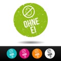 Egg free stamp Badge - Ohne Ei Stempel mit Icon. Royalty Free Stock Photo