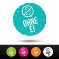 Egg free stamp with Icon. German-Translation: Ohne Ei Stempel mit Icon - Eps10 Vector Button Royalty Free Stock Photo