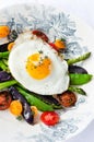 Egg on fresh healthy vegetables light meal option
